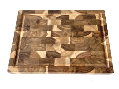 Contemporary acacia cutting board end grain